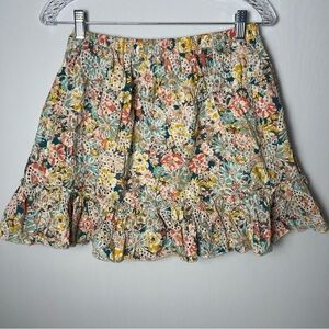 Solitaire Floral Eyelet Embroidered Ruffle Cottagecore Mini Skirt Lined Medium